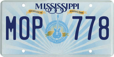 MS license plate MOP778
