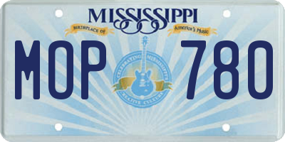 MS license plate MOP780
