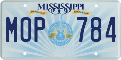MS license plate MOP784