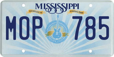 MS license plate MOP785