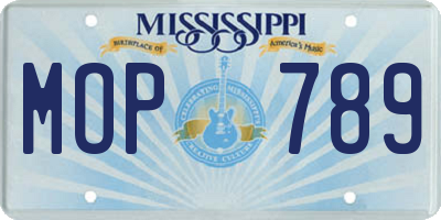 MS license plate MOP789