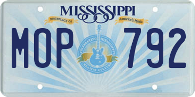 MS license plate MOP792