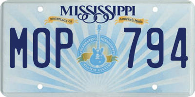 MS license plate MOP794