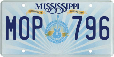 MS license plate MOP796