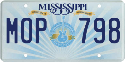 MS license plate MOP798