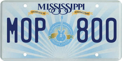 MS license plate MOP800
