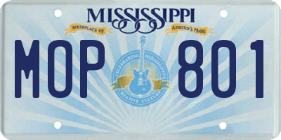 MS license plate MOP801