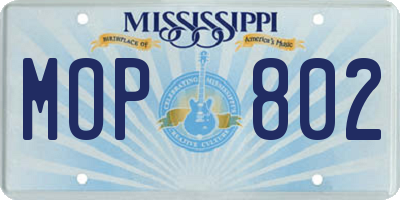 MS license plate MOP802