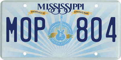 MS license plate MOP804