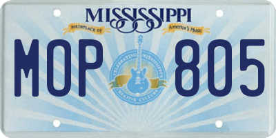 MS license plate MOP805