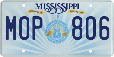 MS license plate MOP806