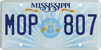 MS license plate MOP807