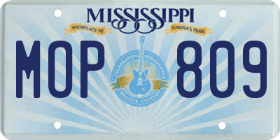 MS license plate MOP809