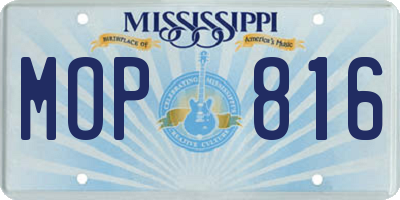 MS license plate MOP816