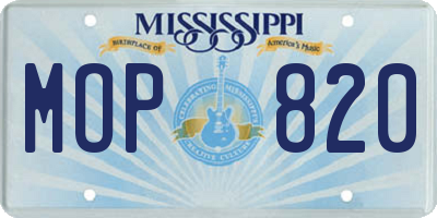MS license plate MOP820