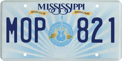 MS license plate MOP821