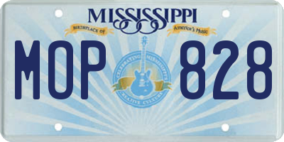 MS license plate MOP828