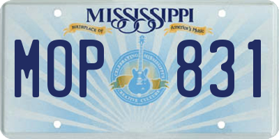 MS license plate MOP831