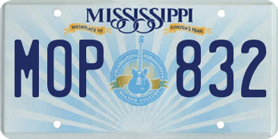 MS license plate MOP832