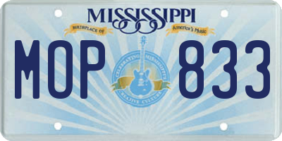 MS license plate MOP833