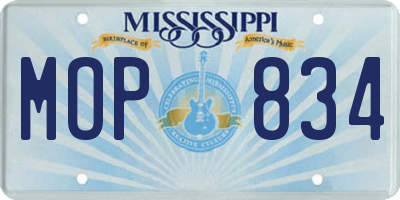 MS license plate MOP834