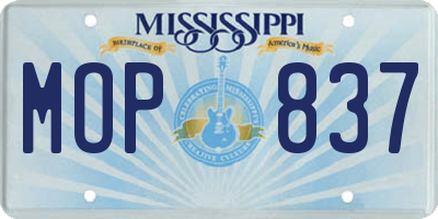 MS license plate MOP837