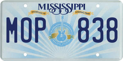 MS license plate MOP838