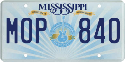 MS license plate MOP840