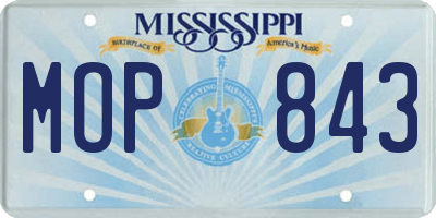 MS license plate MOP843