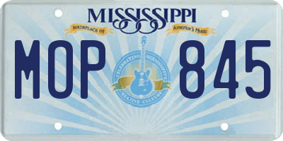 MS license plate MOP845