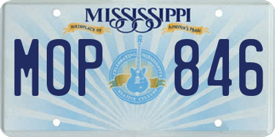 MS license plate MOP846