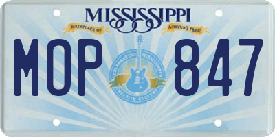 MS license plate MOP847