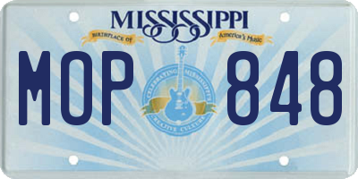 MS license plate MOP848
