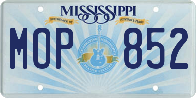 MS license plate MOP852