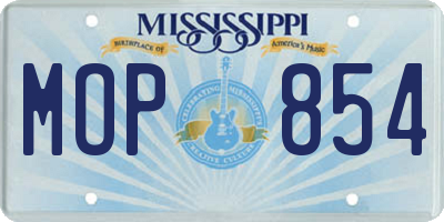 MS license plate MOP854