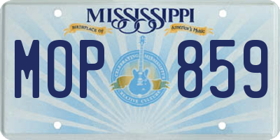 MS license plate MOP859