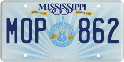 MS license plate MOP862