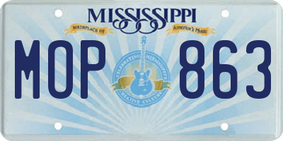 MS license plate MOP863