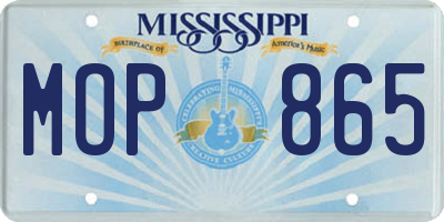 MS license plate MOP865
