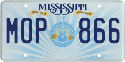 MS license plate MOP866