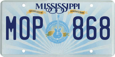 MS license plate MOP868