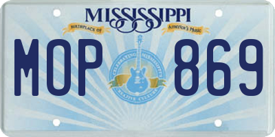 MS license plate MOP869