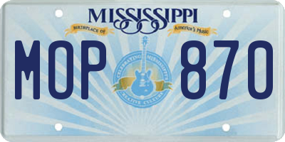 MS license plate MOP870