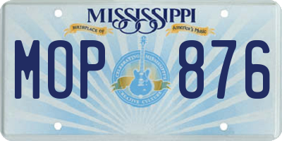 MS license plate MOP876