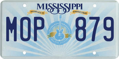 MS license plate MOP879
