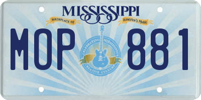 MS license plate MOP881