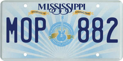 MS license plate MOP882