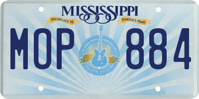 MS license plate MOP884