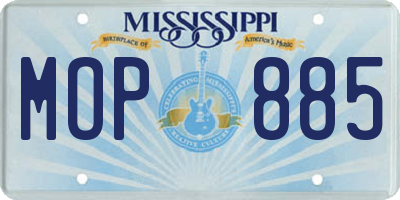 MS license plate MOP885