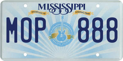 MS license plate MOP888